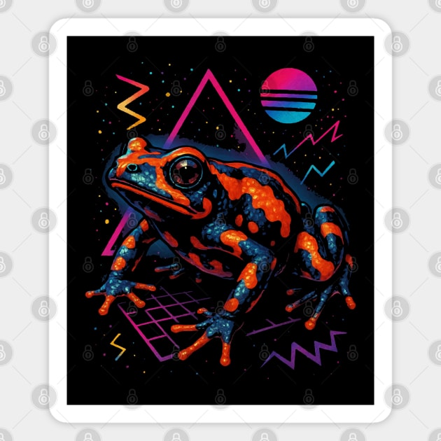 Retro Neon Bumble Bee Toad - Futuristic Neon Amphibian Design Magnet by Reptiq's Store